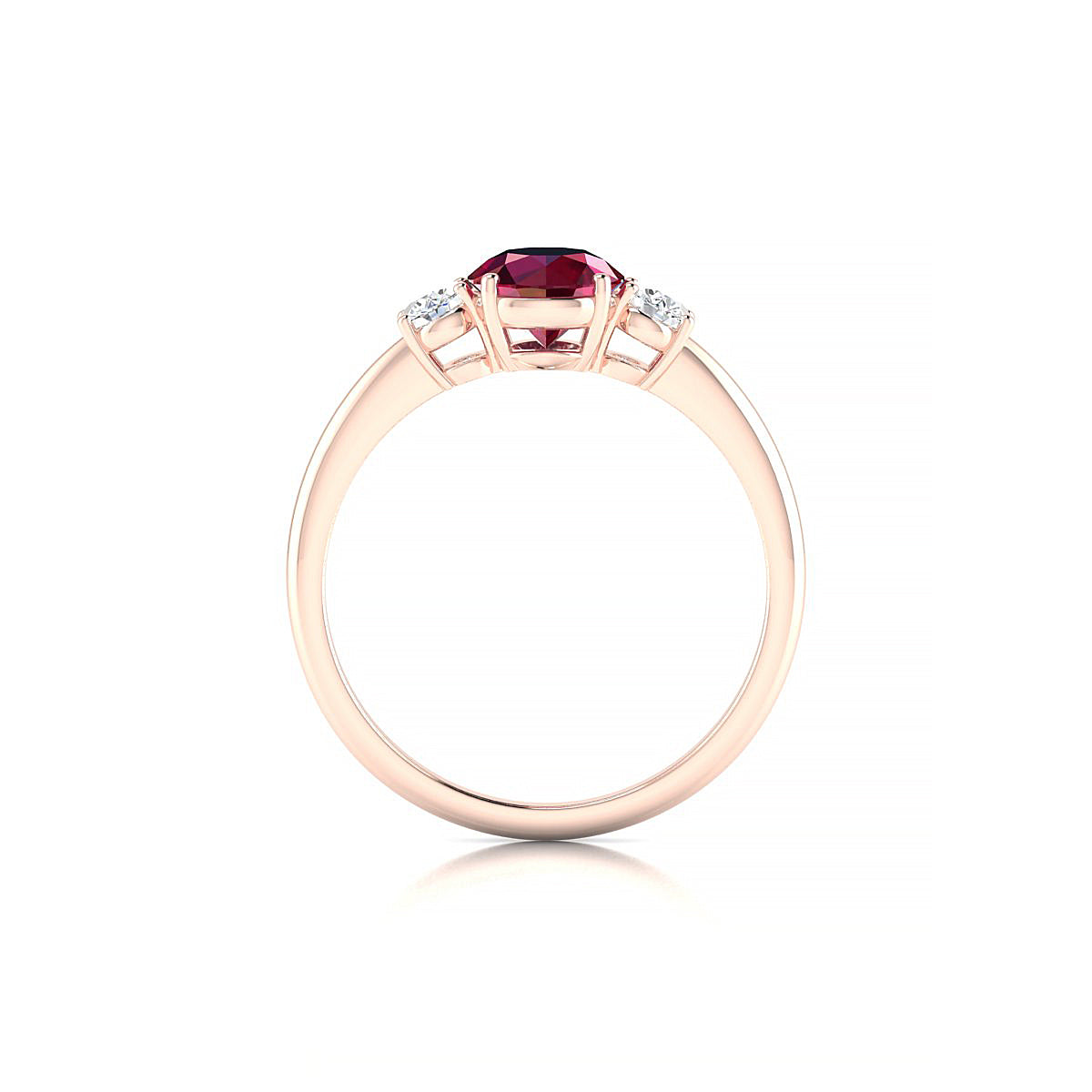 Trio | 18k Rose Gold 6 mm Round Ruby Ring