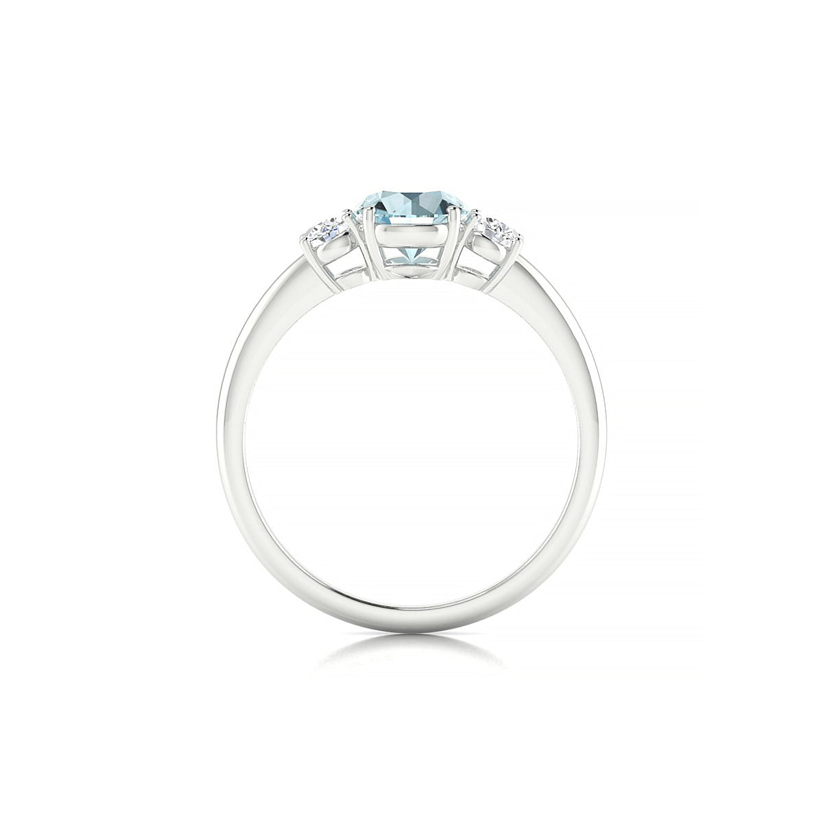 Trio | 18k White Gold 6 mm Round Aquamarine Ring