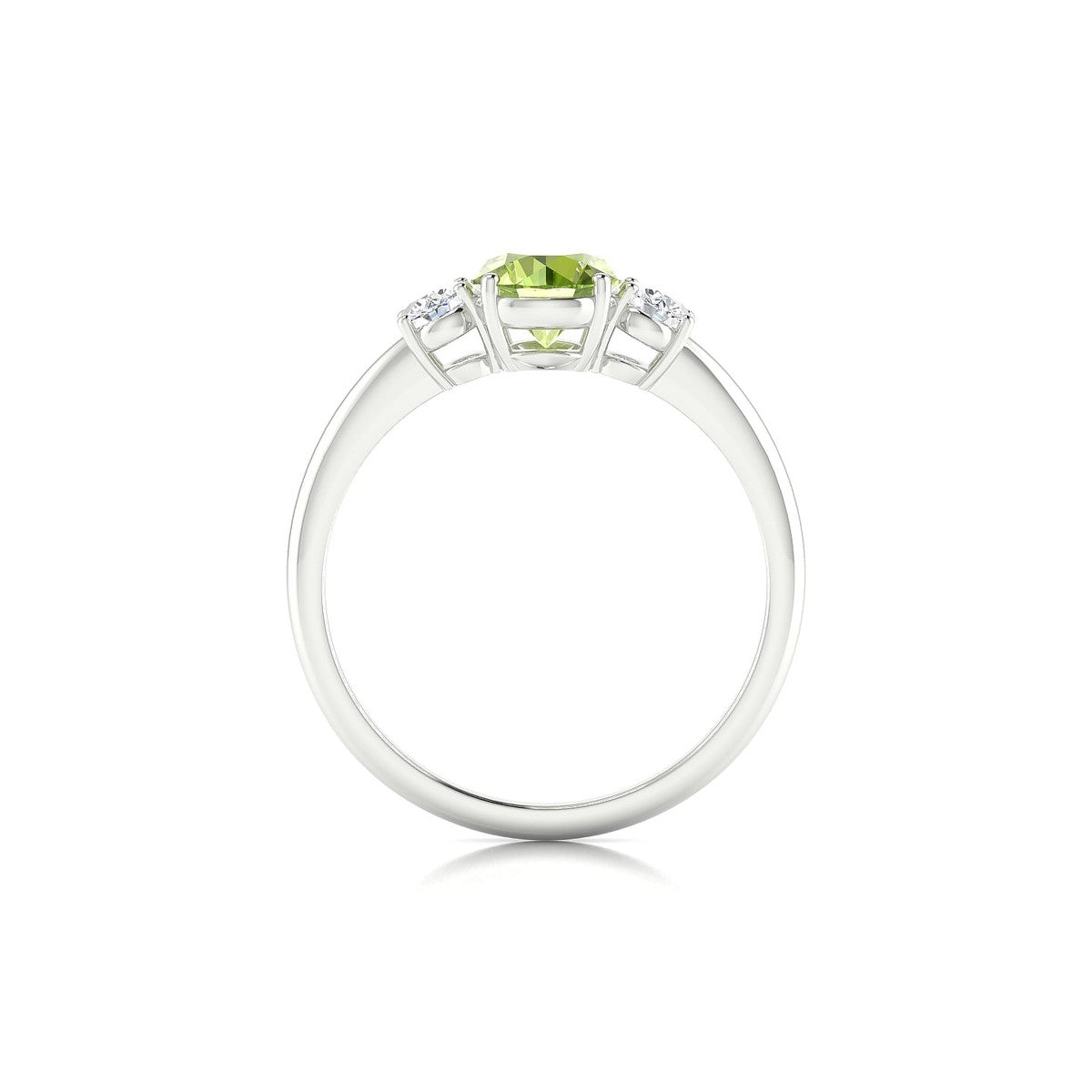 Trio | 18k White Gold 6 mm Round Peridot Ring