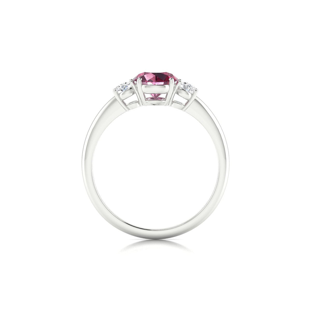 Trio | 18k White Gold 6 mm Round Rhodolite Ring