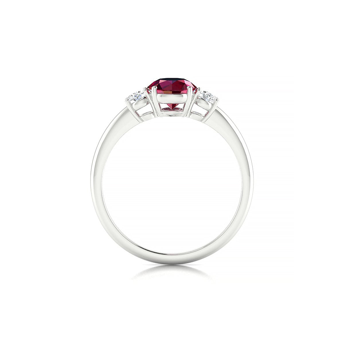 Trio | 18k White Gold 6 mm Round Ruby Ring