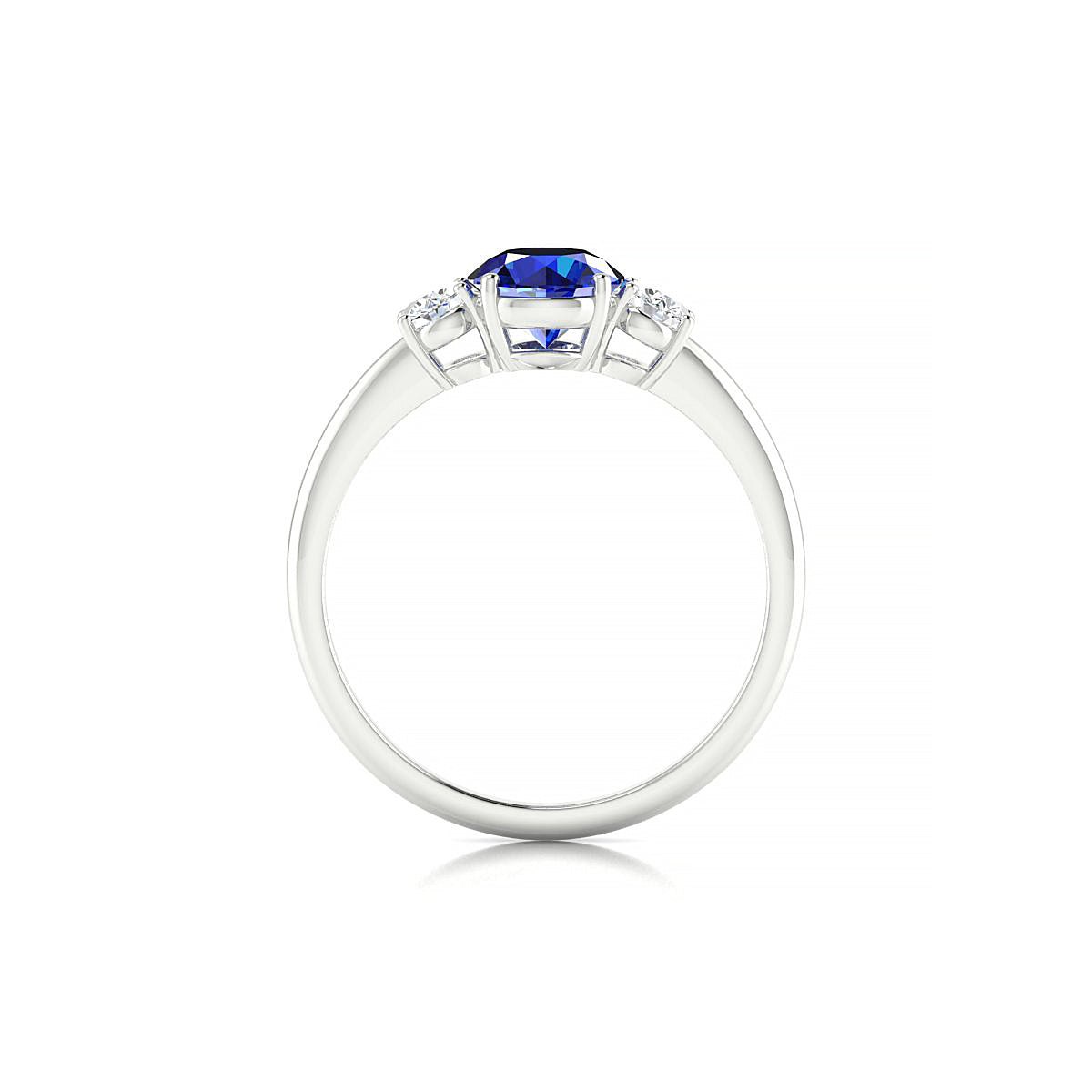 Trio | 18k White Gold 6 mm Round Sapphire Ring