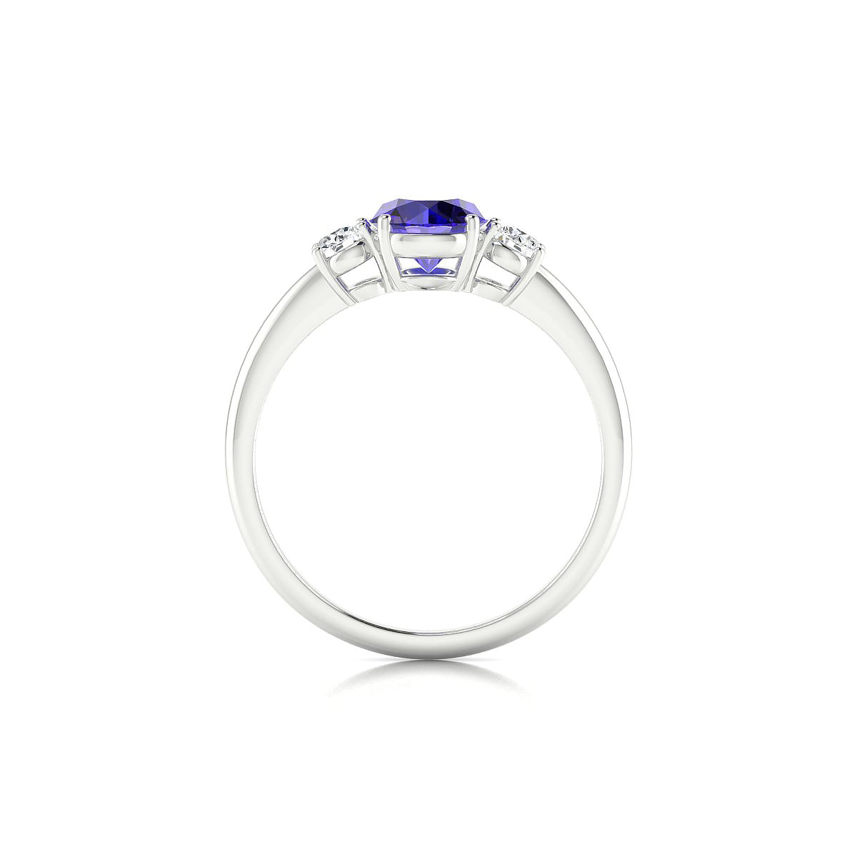 Trio | 18k White Gold 6 mm Round Tanzanite Ring