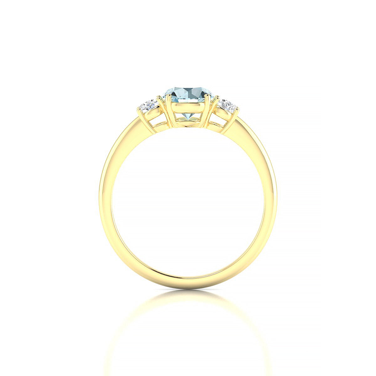 Trio | 18k Yellow Gold 6 mm Round Aquamarine Ring