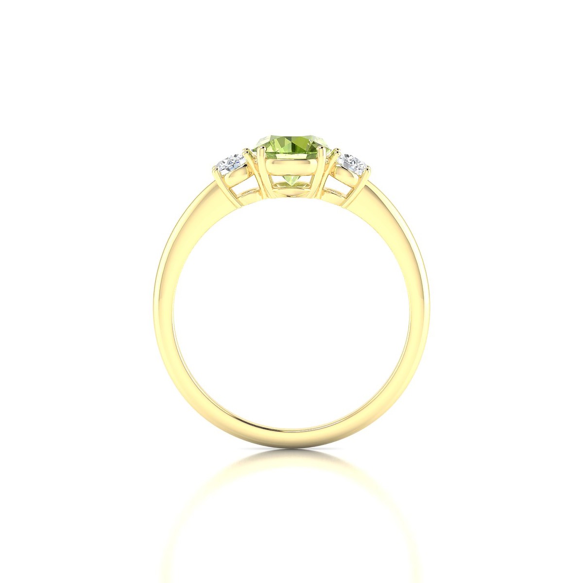 Trio | 18k Yellow Gold 6 mm Round Peridot Ring