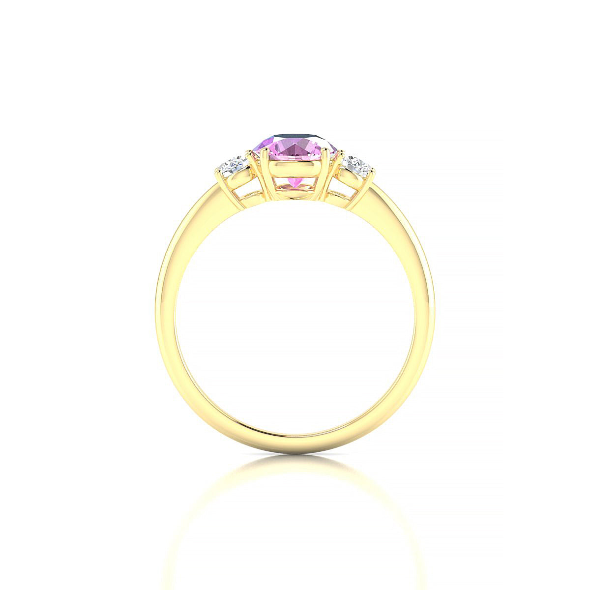 Trio | 18k Yellow Gold 6 mm Round Pink Sapphire Ring