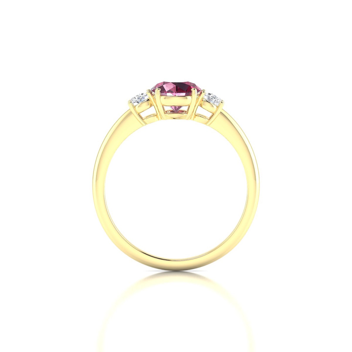 Trio | 18k Yellow Gold 6 mm Round Rhodolite Ring