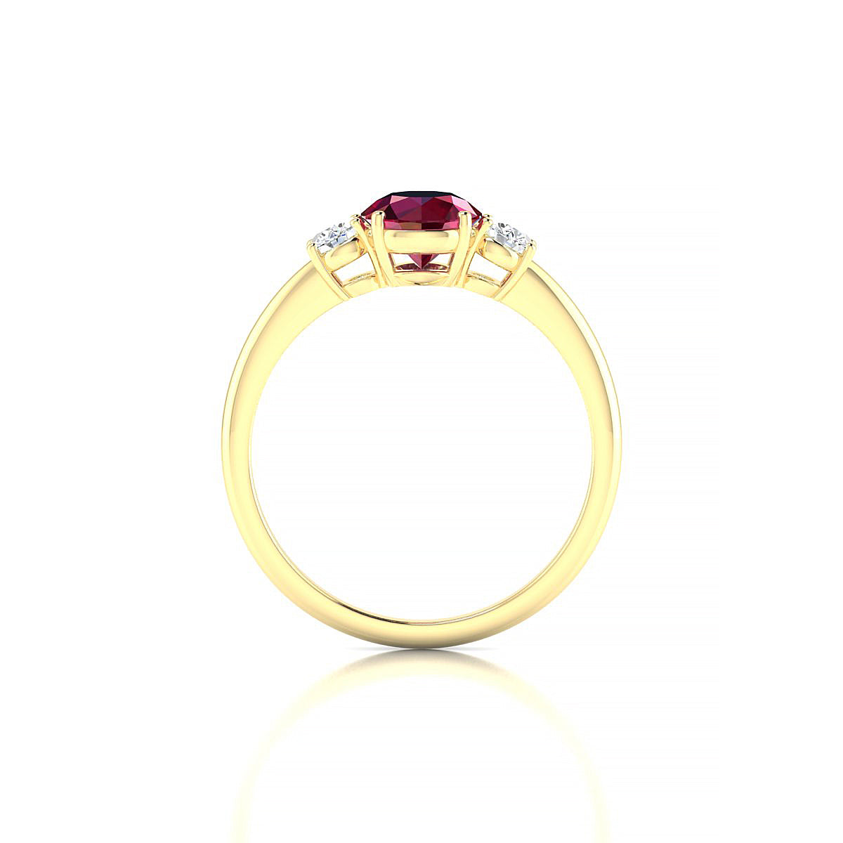 Trio | 18k Yellow Gold 6 mm Round Ruby Ring