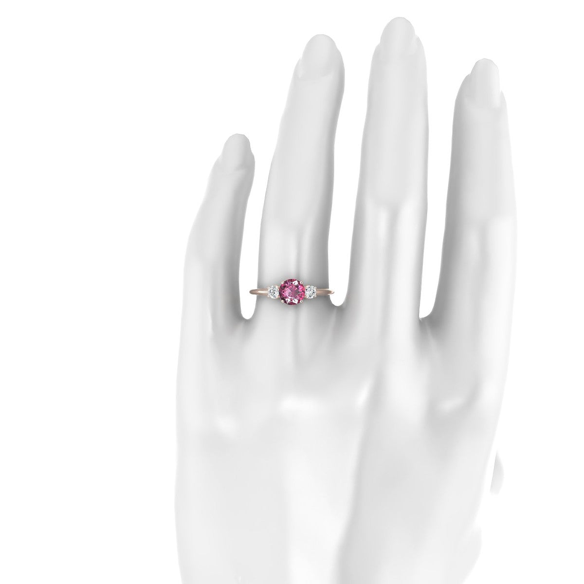Trio | 18k Rose Gold 6 mm Round Rhodolite Ring