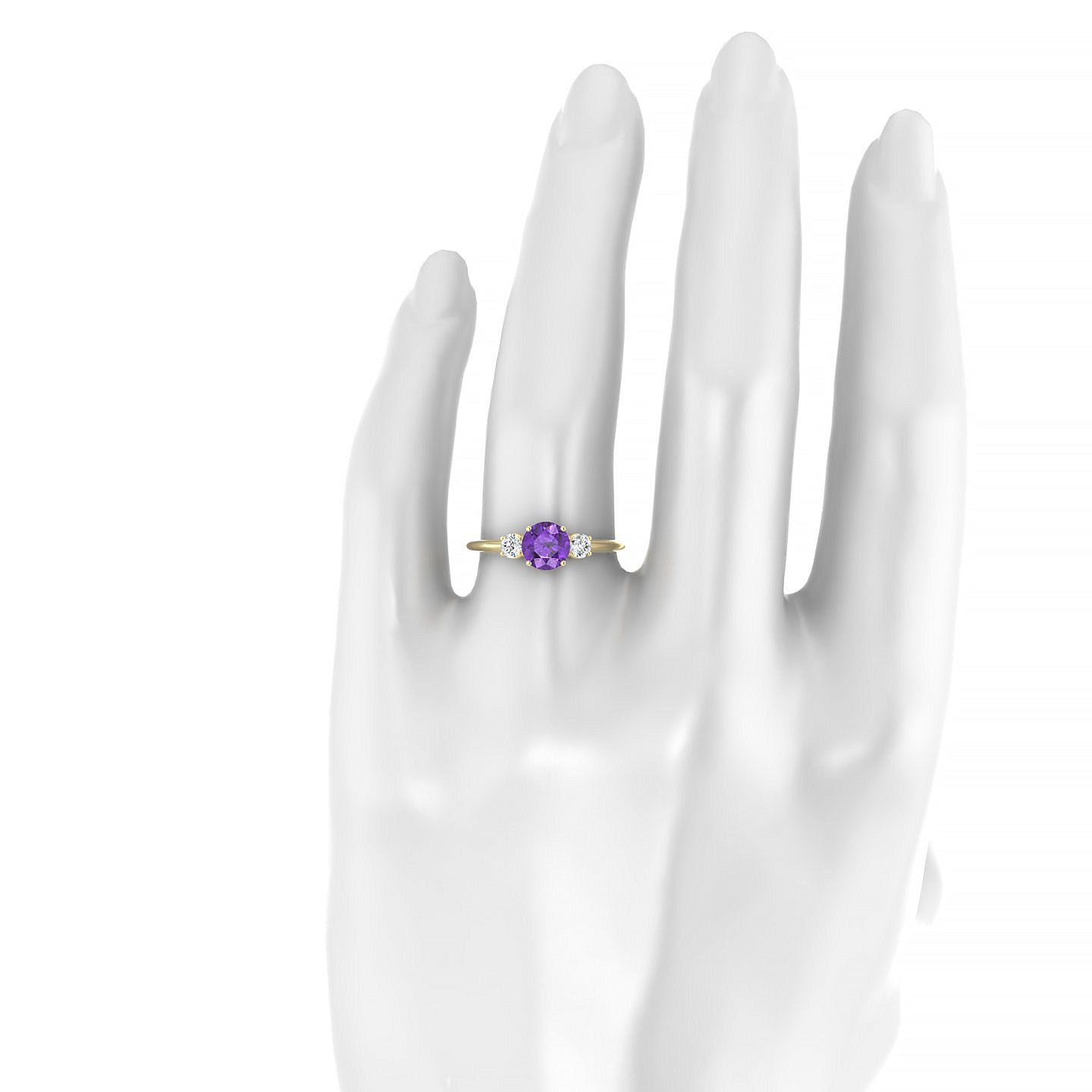 Trio | 18k Yellow Gold 6 mm Round Amethyst Ring