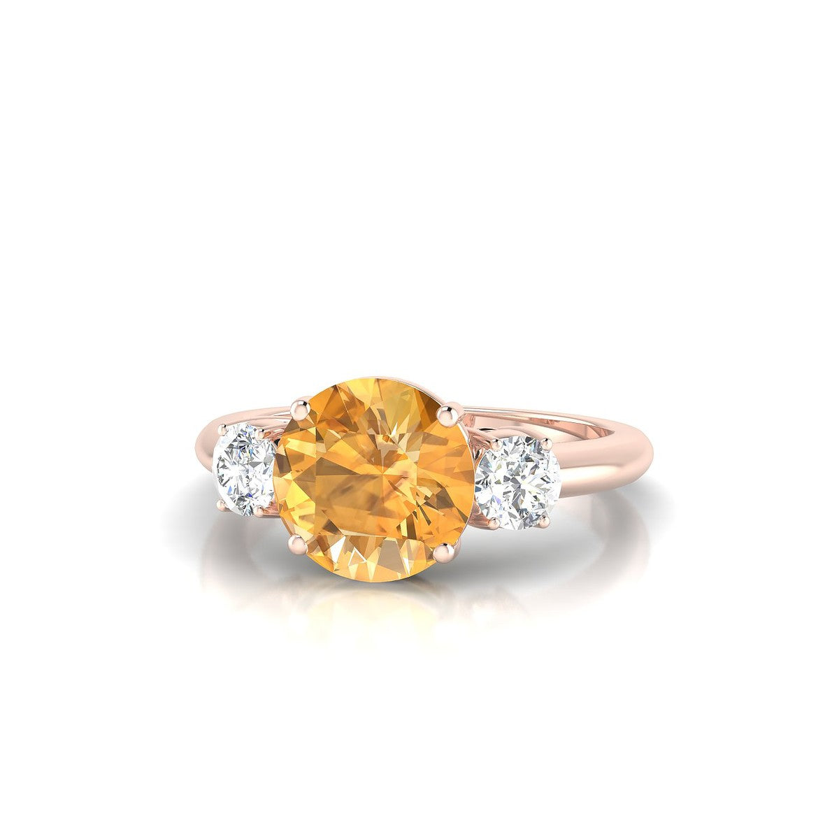 Trio | 18k Rose Gold 8 mm Round Citrine Ring
