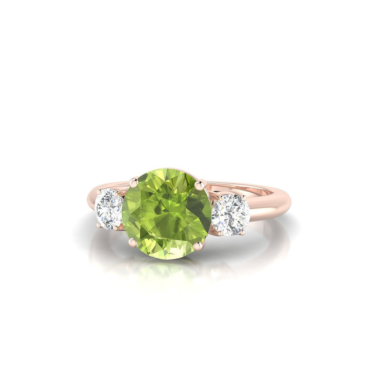 Trio | 18k Rose Gold 8 mm Round Peridot Ring