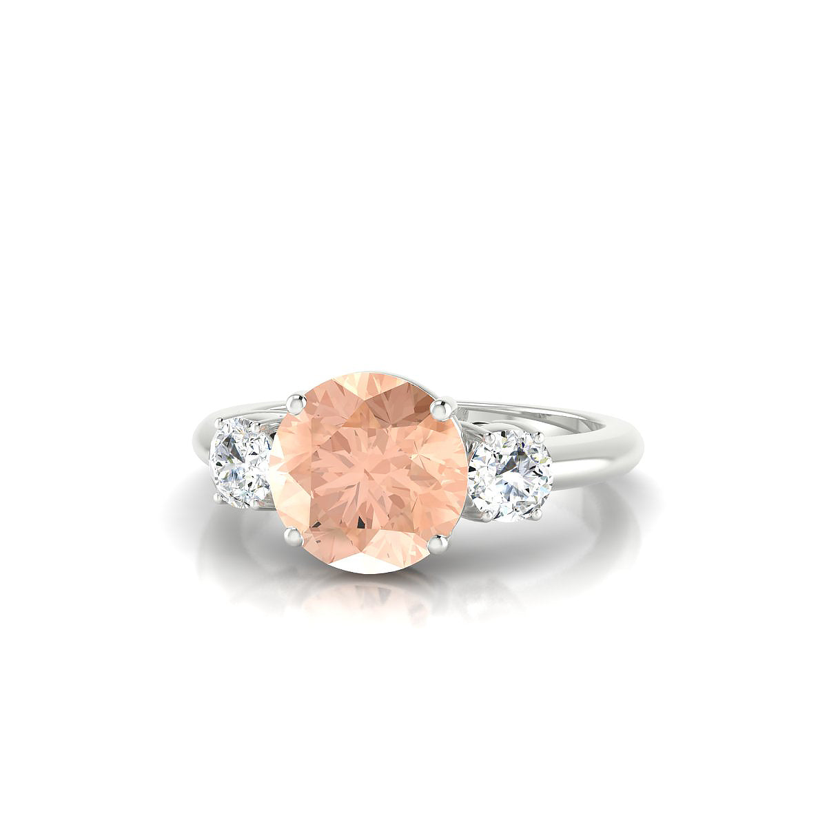 Trio | 18k White Gold 8 mm Round Morganite Ring