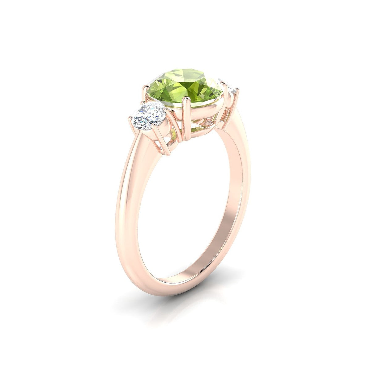 Trio | 18k Rose Gold 8 mm Round Peridot Ring