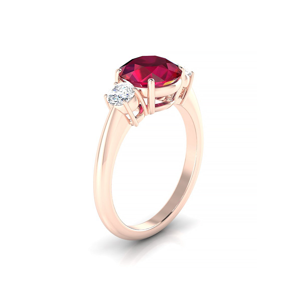 Trio | 18k Rose Gold 8 mm Round Ruby Ring