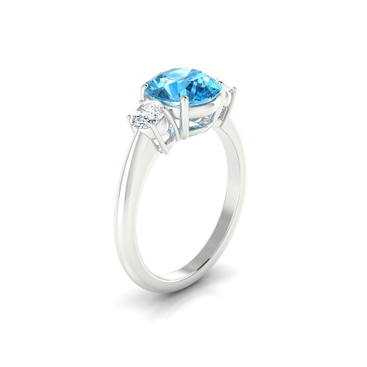Trio | 18k White Gold 8 mm Round Topaz Ring
