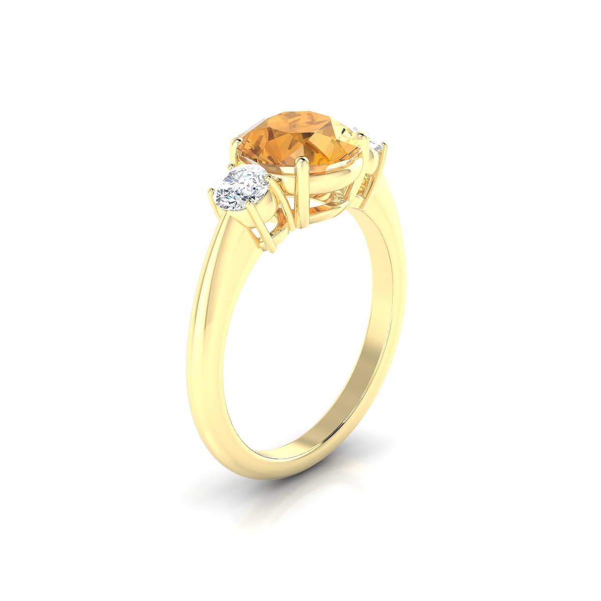 Trio | 18k Yellow Gold 8 mm Round Citrine Ring
