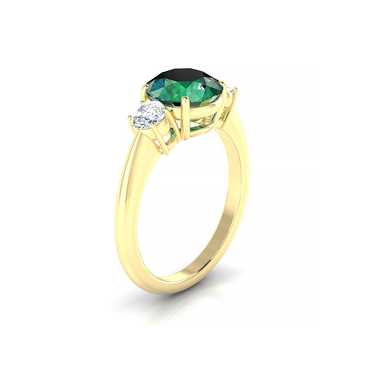 Trio | 18k Yellow Gold 8 mm Round Emerald Ring