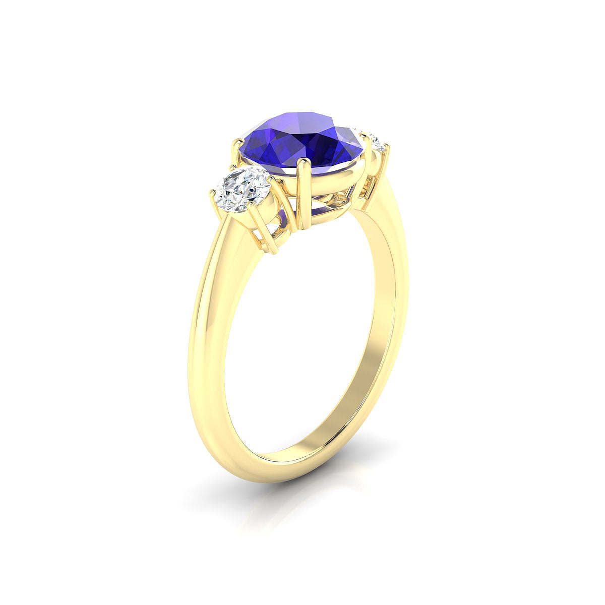 Trio | 18k Yellow Gold 8 mm Round Tanzanite Ring