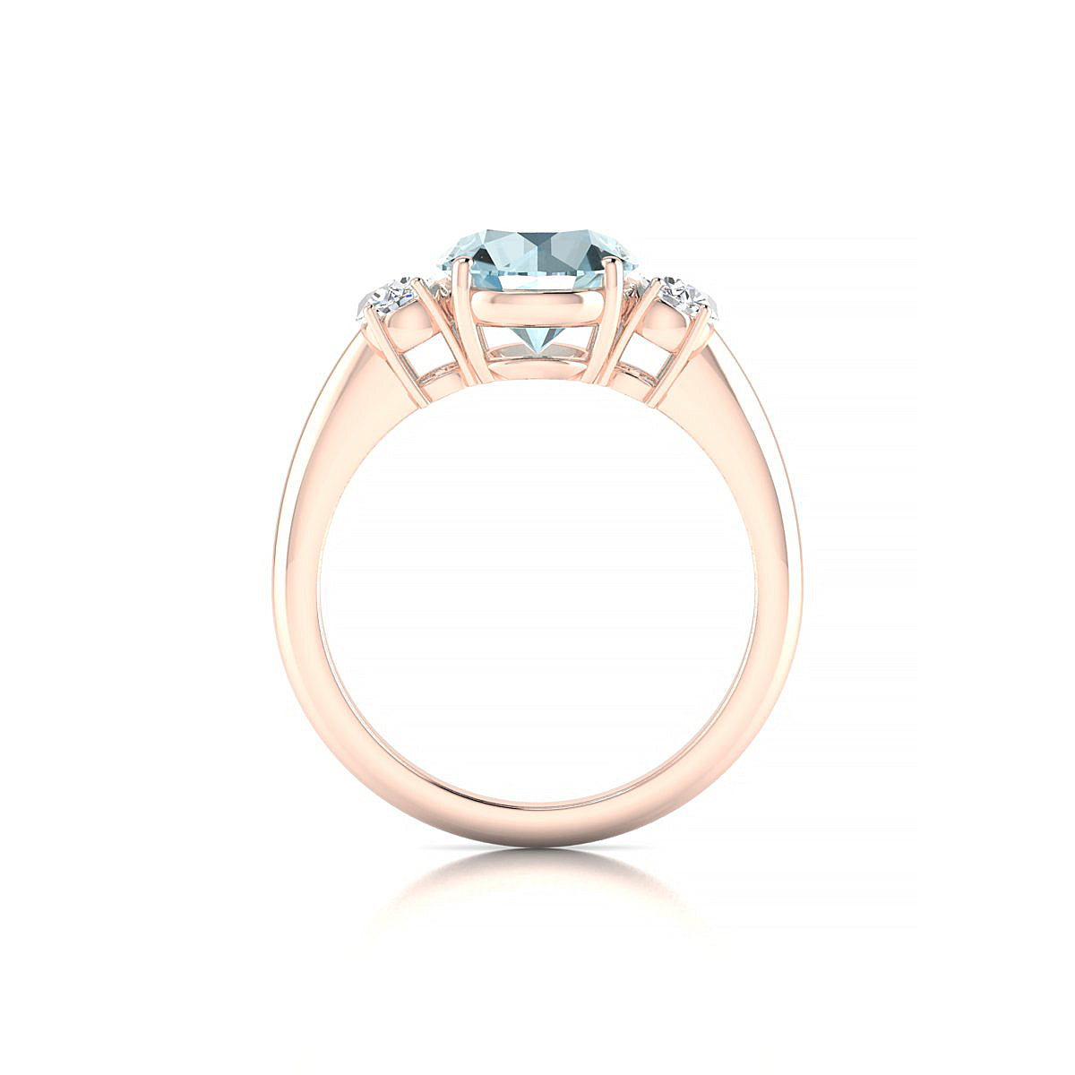 Trio | 18k Rose Gold 8 mm Round Aquamarine Ring