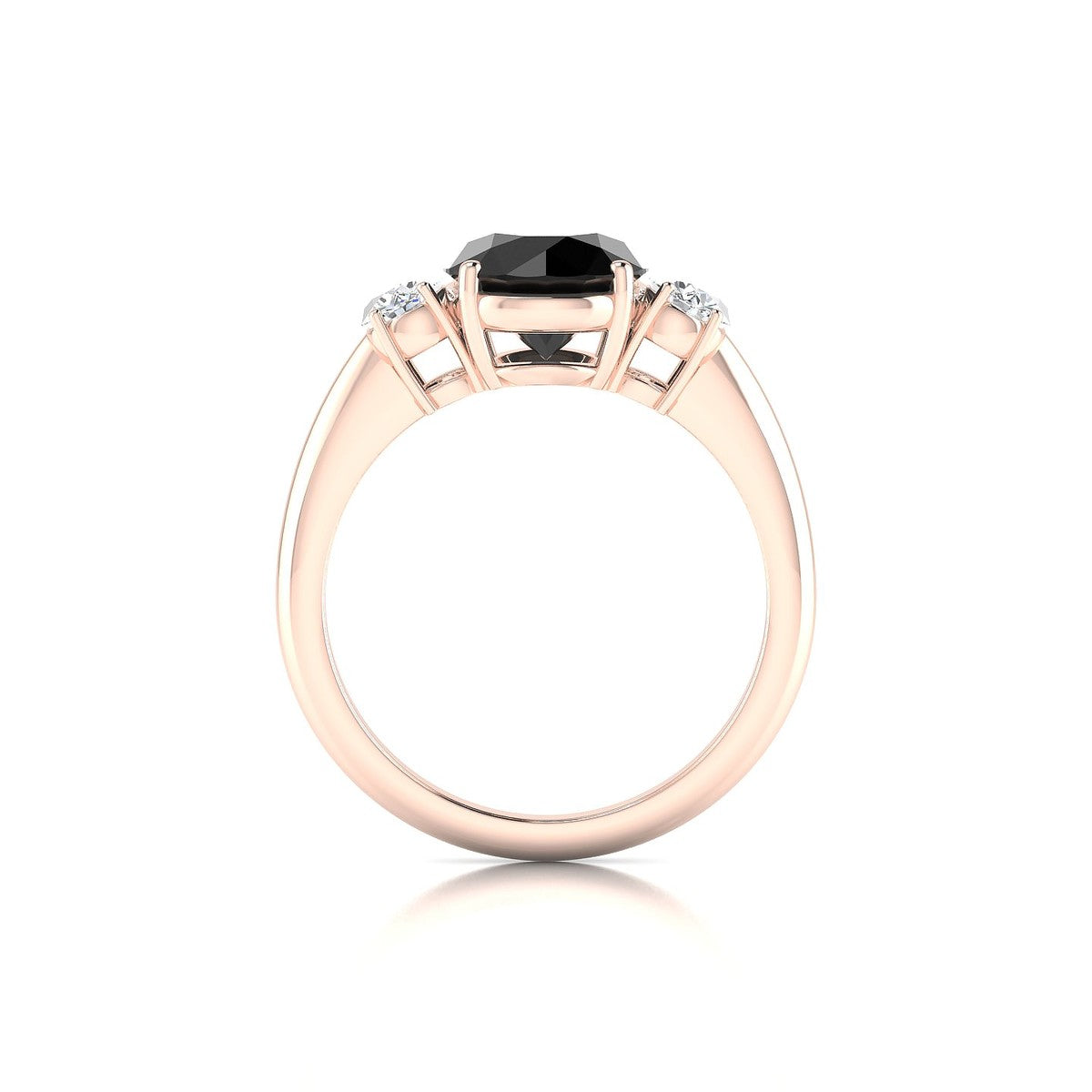Trio | 18k Rose Gold 8 mm Round Black Diamond Ring