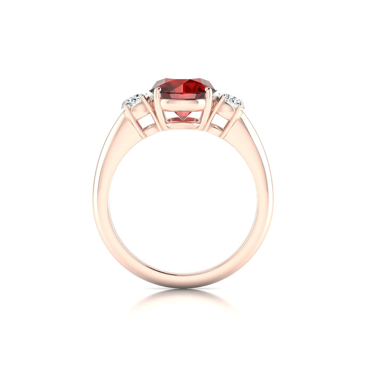 Trio | 18k Rose Gold 8 mm Round Garnet Ring