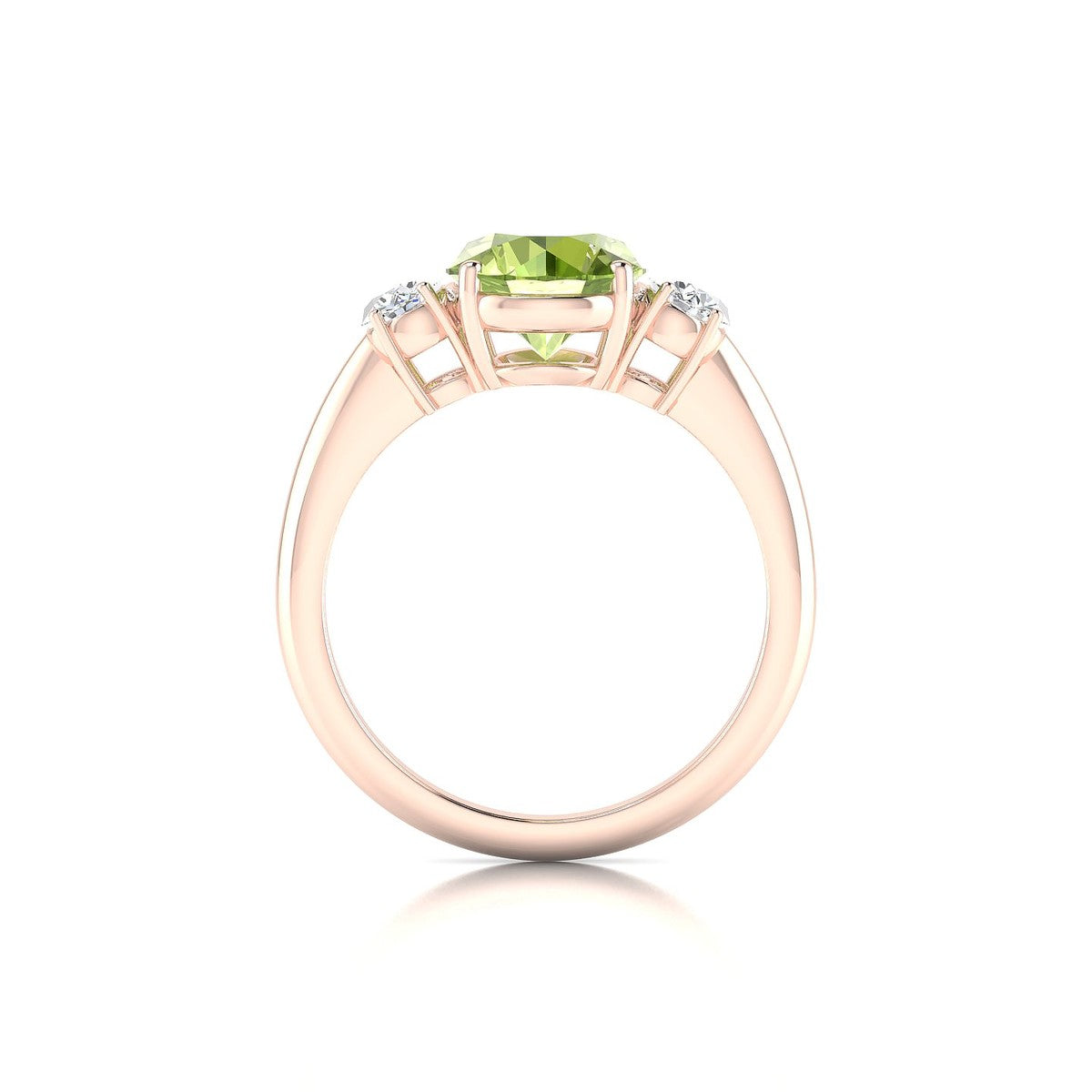Trio | 18k Rose Gold 8 mm Round Peridot Ring