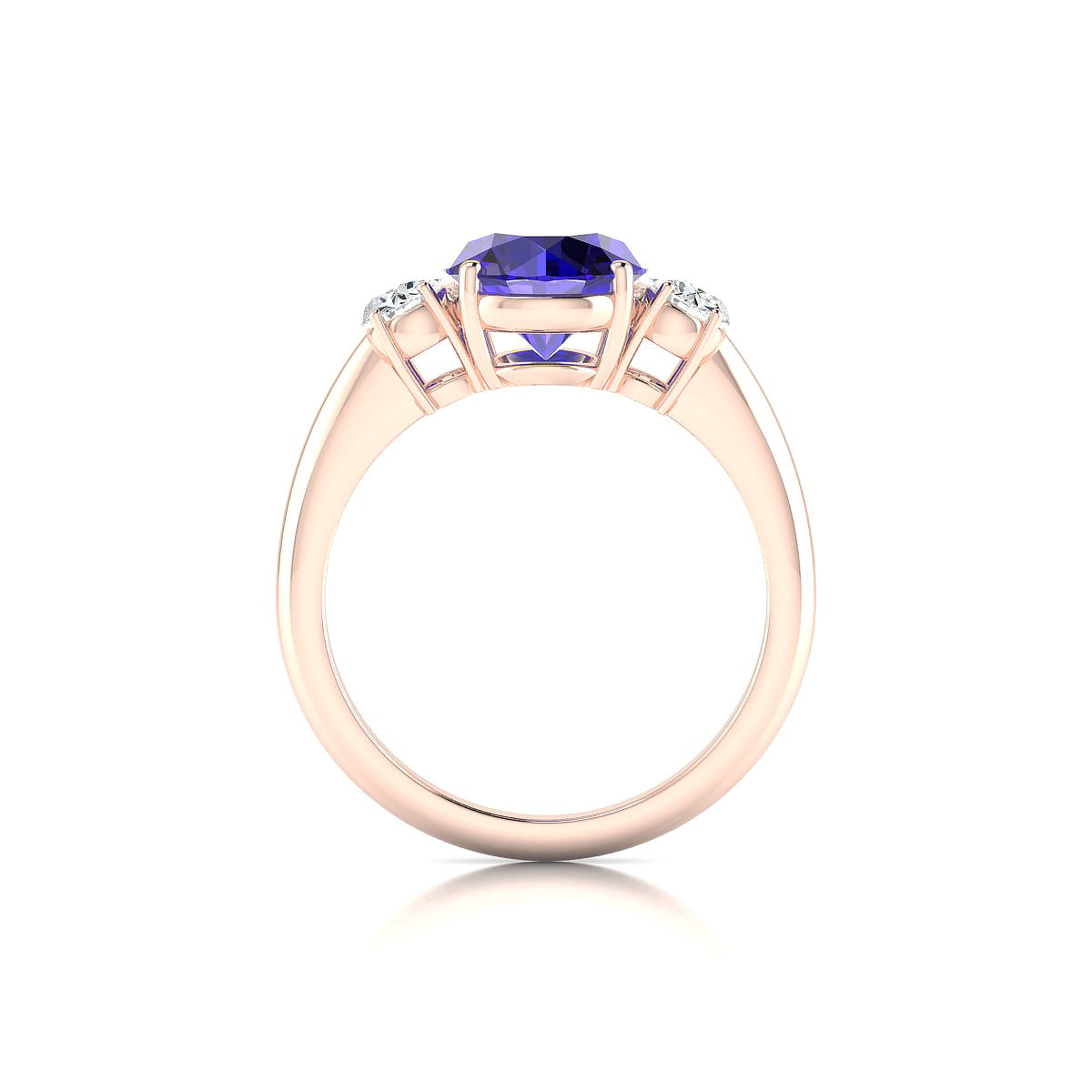 Trio | 18k Rose Gold 8 mm Round Tanzanite Ring