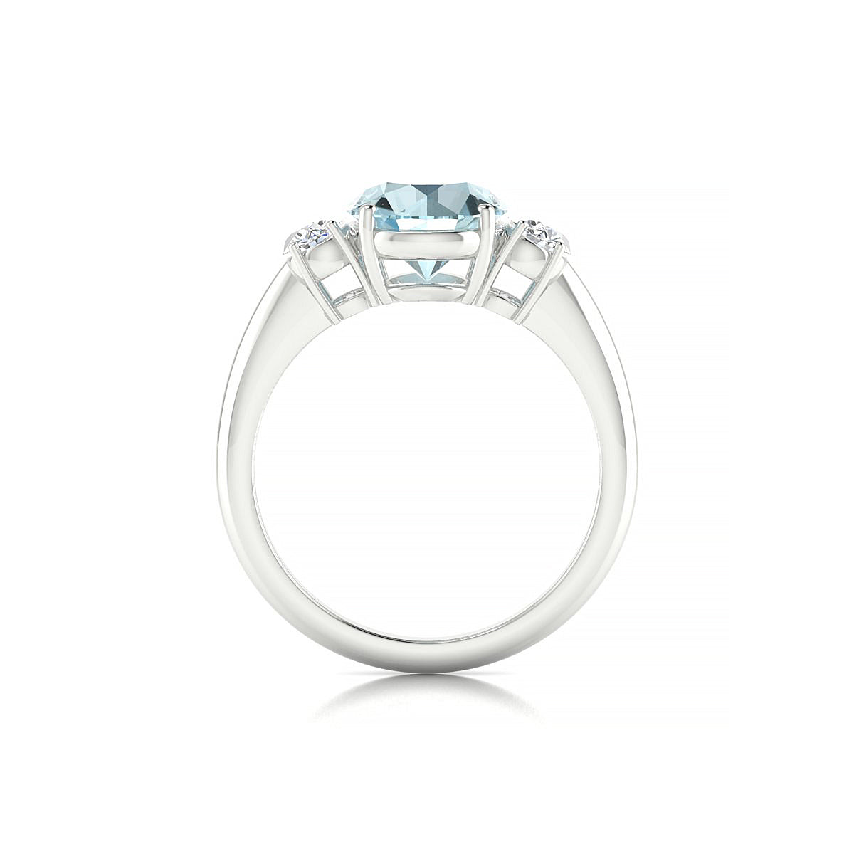 Trio | 18k White Gold 8 mm Round Aquamarine Ring