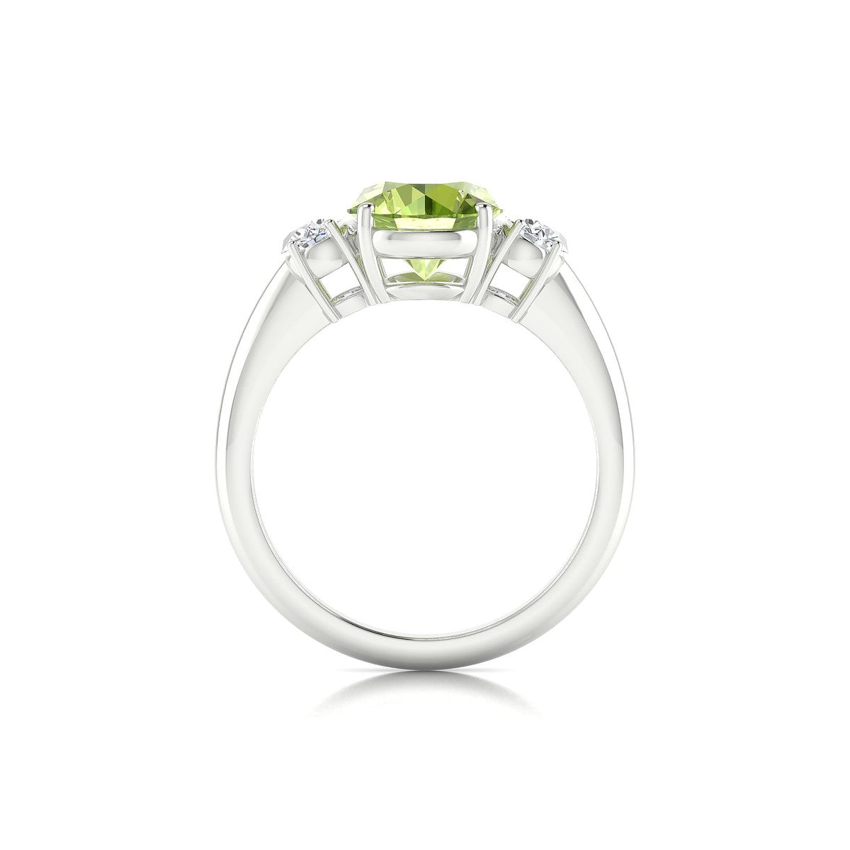 Trio | 18k White Gold 8 mm Round Peridot Ring