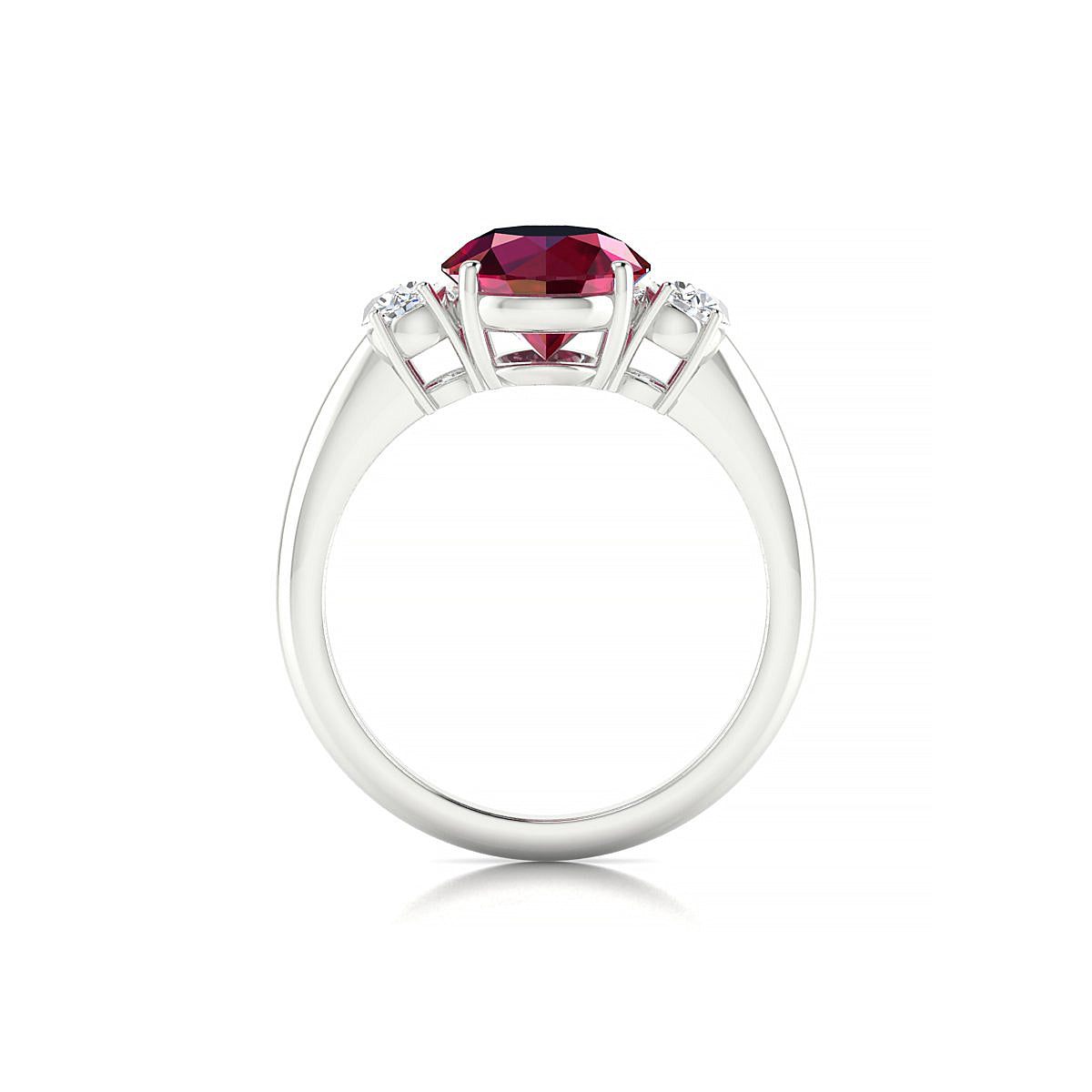 Trio | 18k White Gold 8 mm Round Ruby Ring
