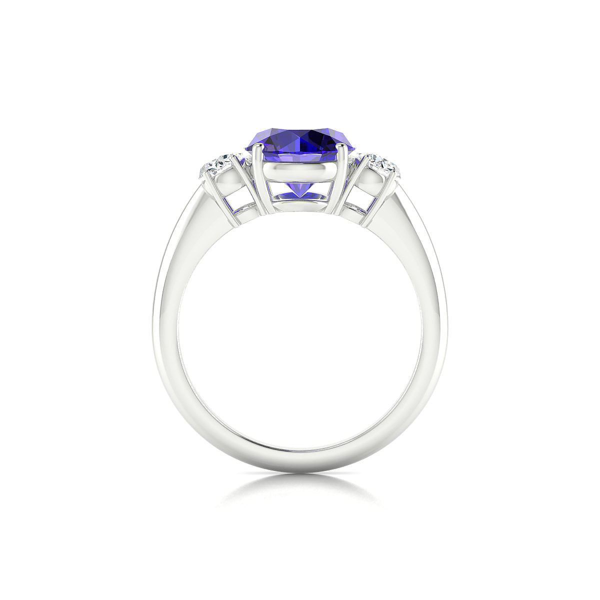 Trio | 18k White Gold 8 mm Round Tanzanite Ring