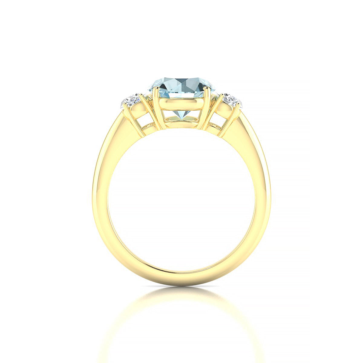 Trio | 18k Yellow Gold 8 mm Round Aquamarine Ring