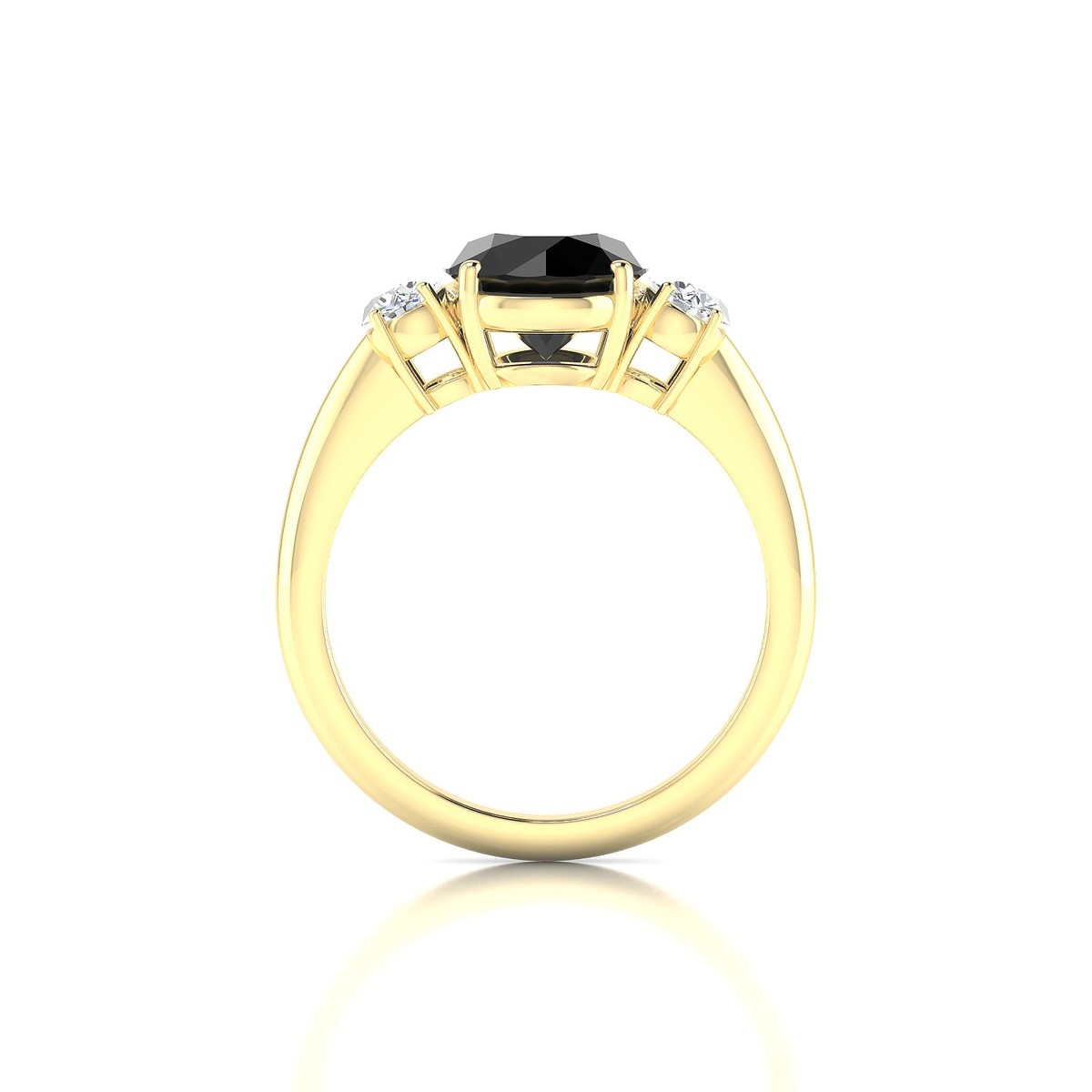 Trio | 18k Yellow Gold 8 mm Round Black Diamond Ring