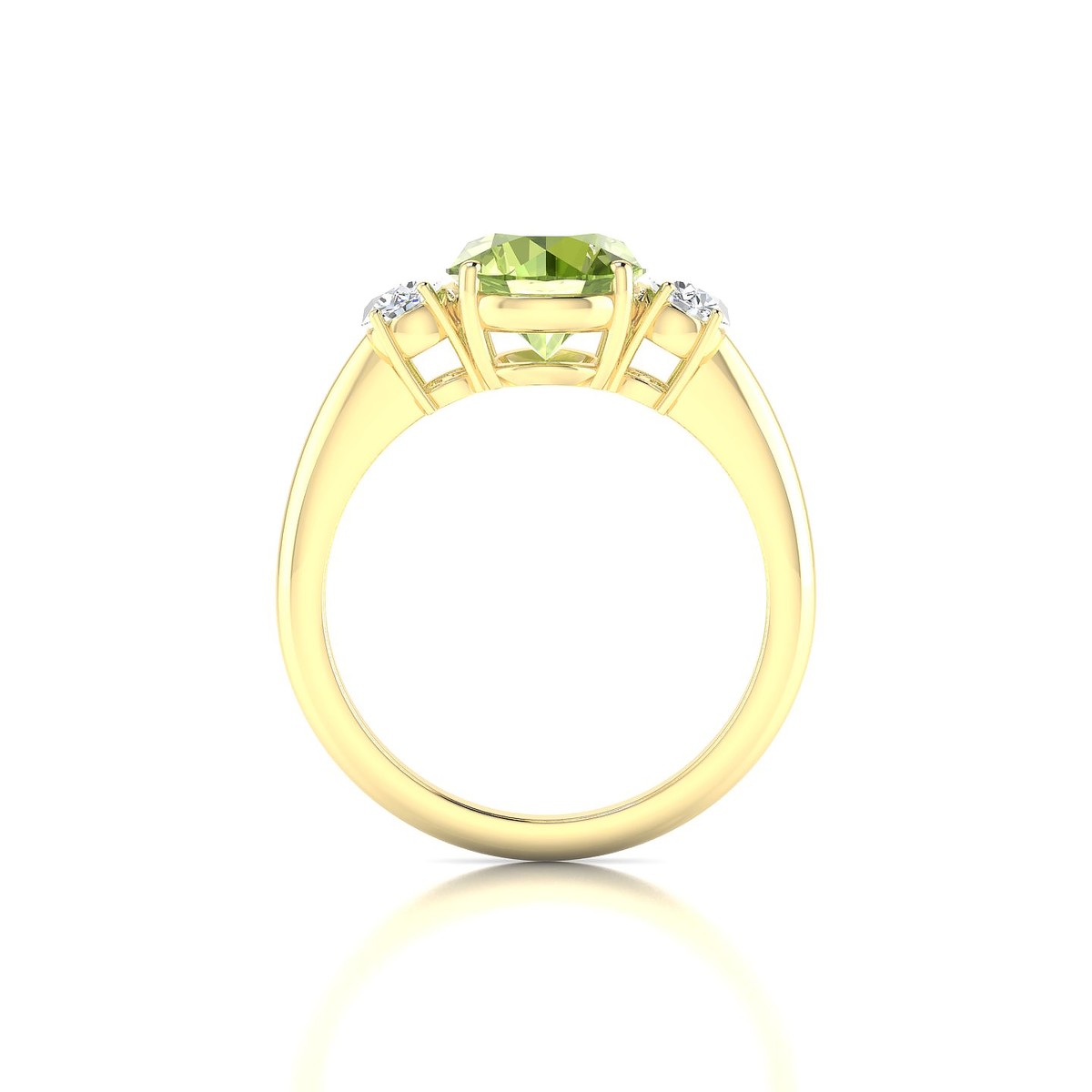 Trio | 18k Yellow Gold 8 mm Round Peridot Ring