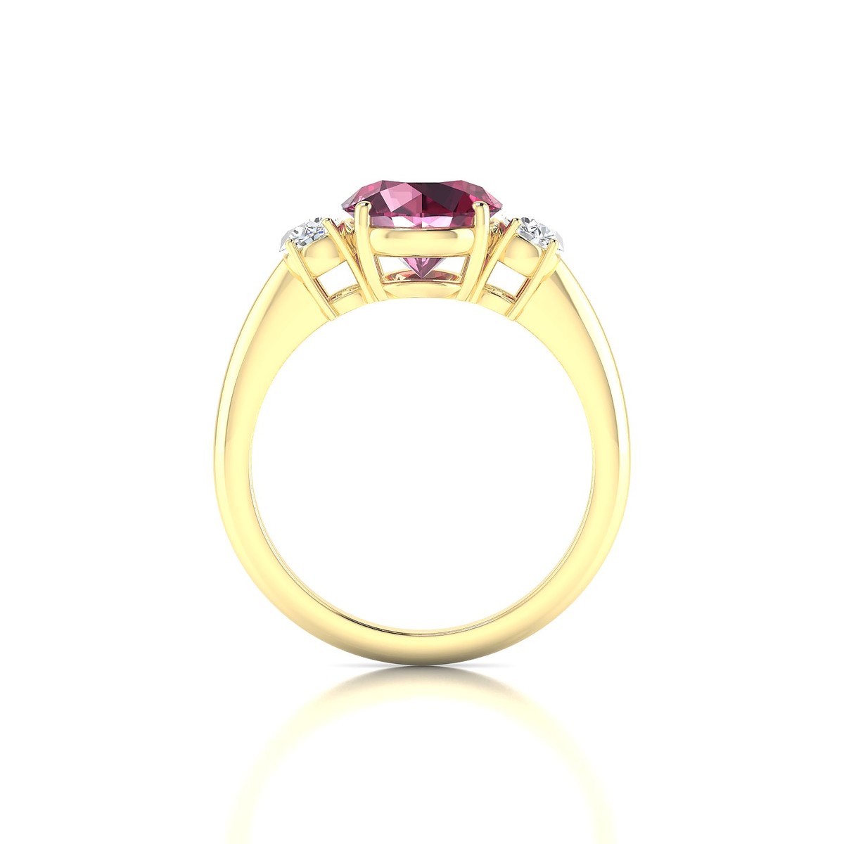 Trio | 18k Yellow Gold 8 mm Round Rhodolite Ring
