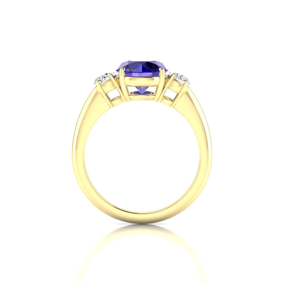 Trio | 18k Yellow Gold 8 mm Round Tanzanite Ring