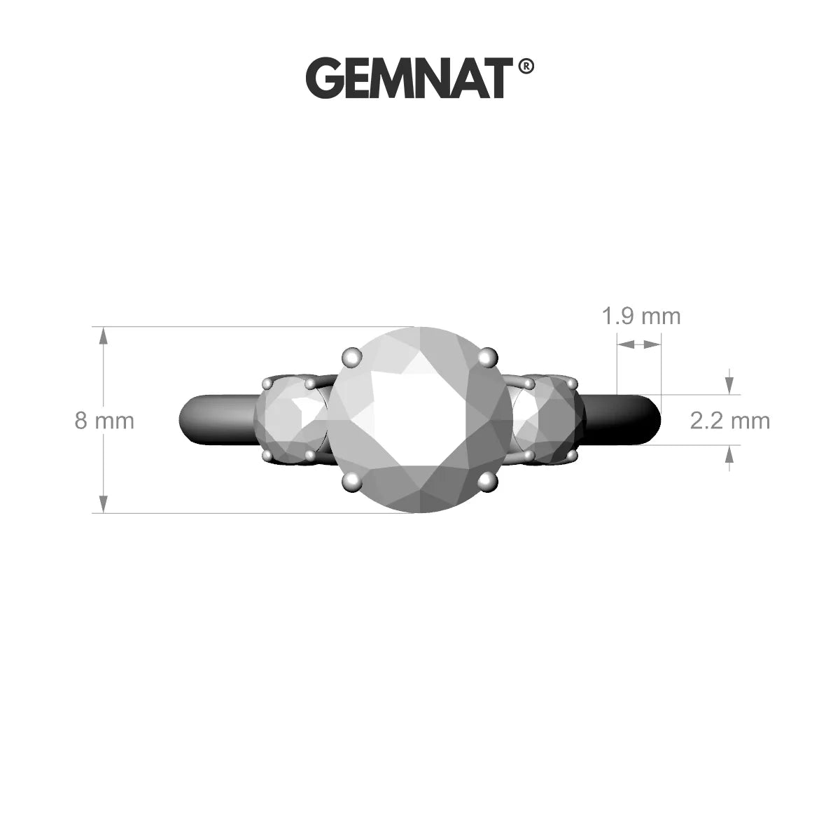 Trio | 18k Rose Gold 8 mm Round Citrine Ring