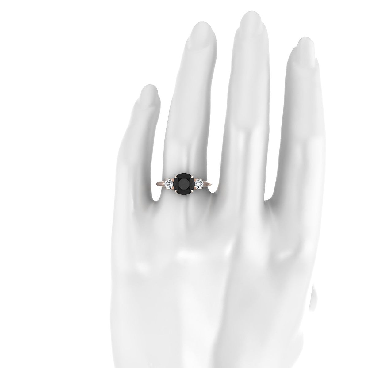 Trio | 18k Rose Gold 8 mm Round Black Diamond Ring