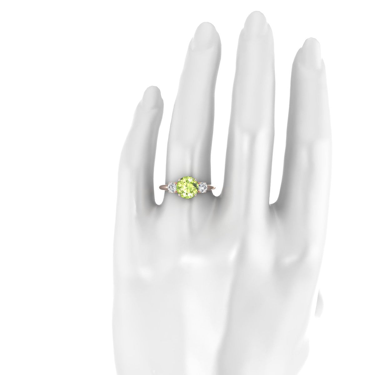 Trio | 18k Rose Gold 8 mm Round Peridot Ring