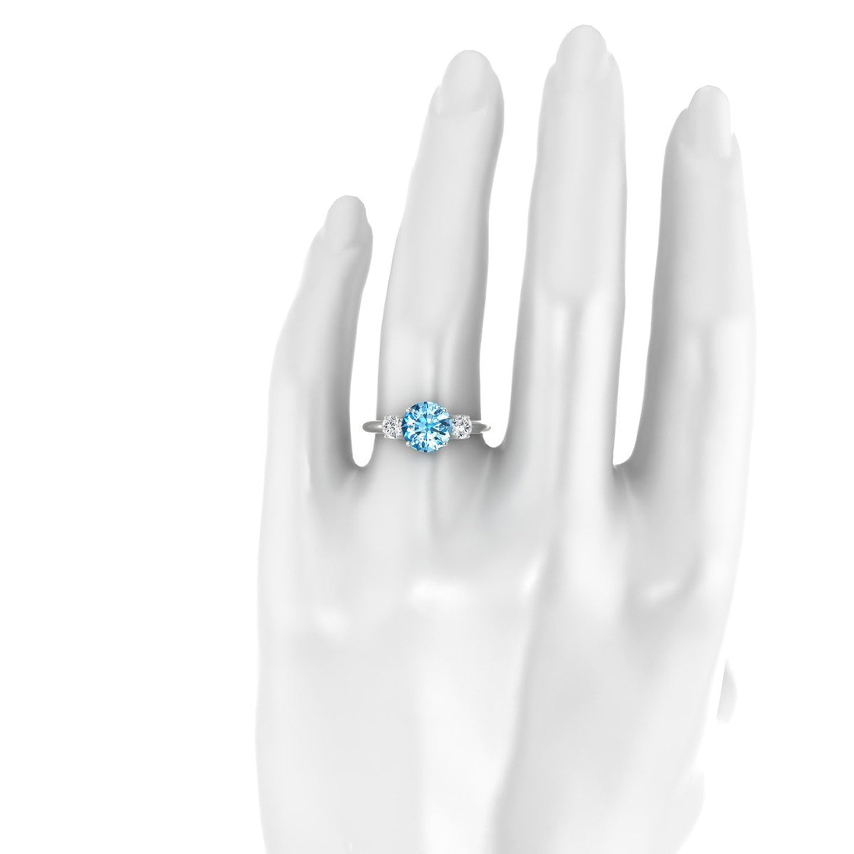 Trio | 18k White Gold 8 mm Round Topaz Ring