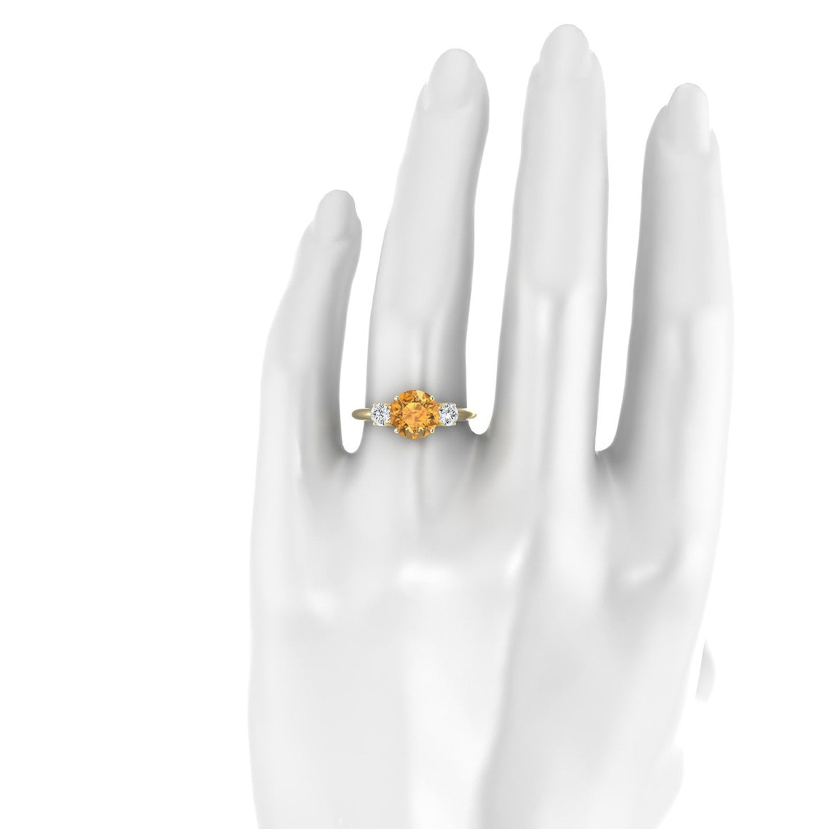 Trio | 18k Yellow Gold 8 mm Round Citrine Ring