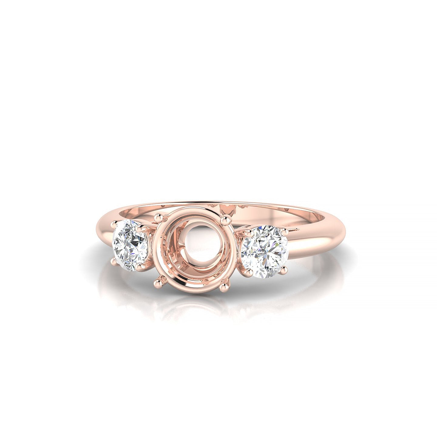 Trio Round 2-2.99 ct | 18k Rose Gold Trilogy Ring