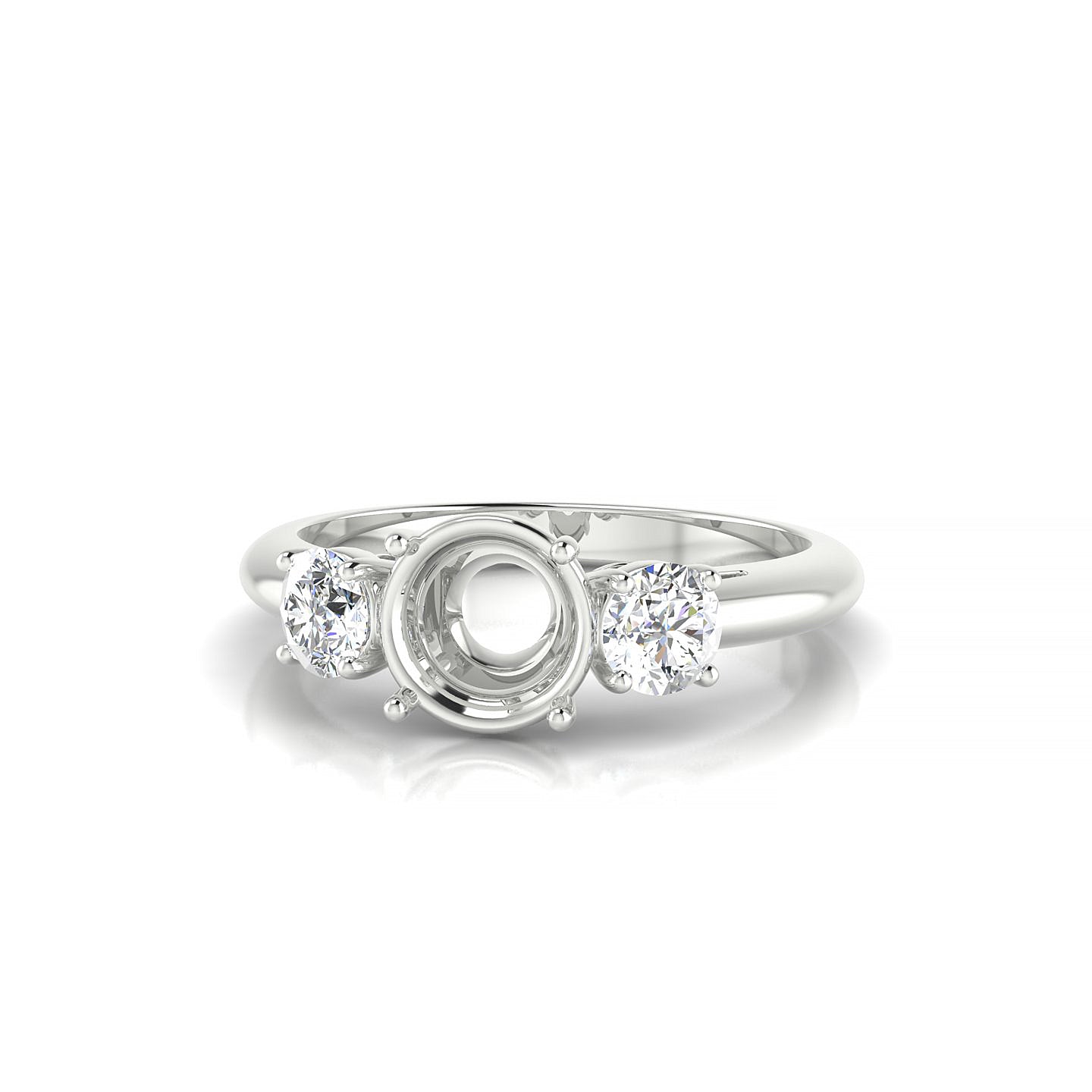 Trio Round 2-2.99 ct | 18k White Gold Trilogy Ring