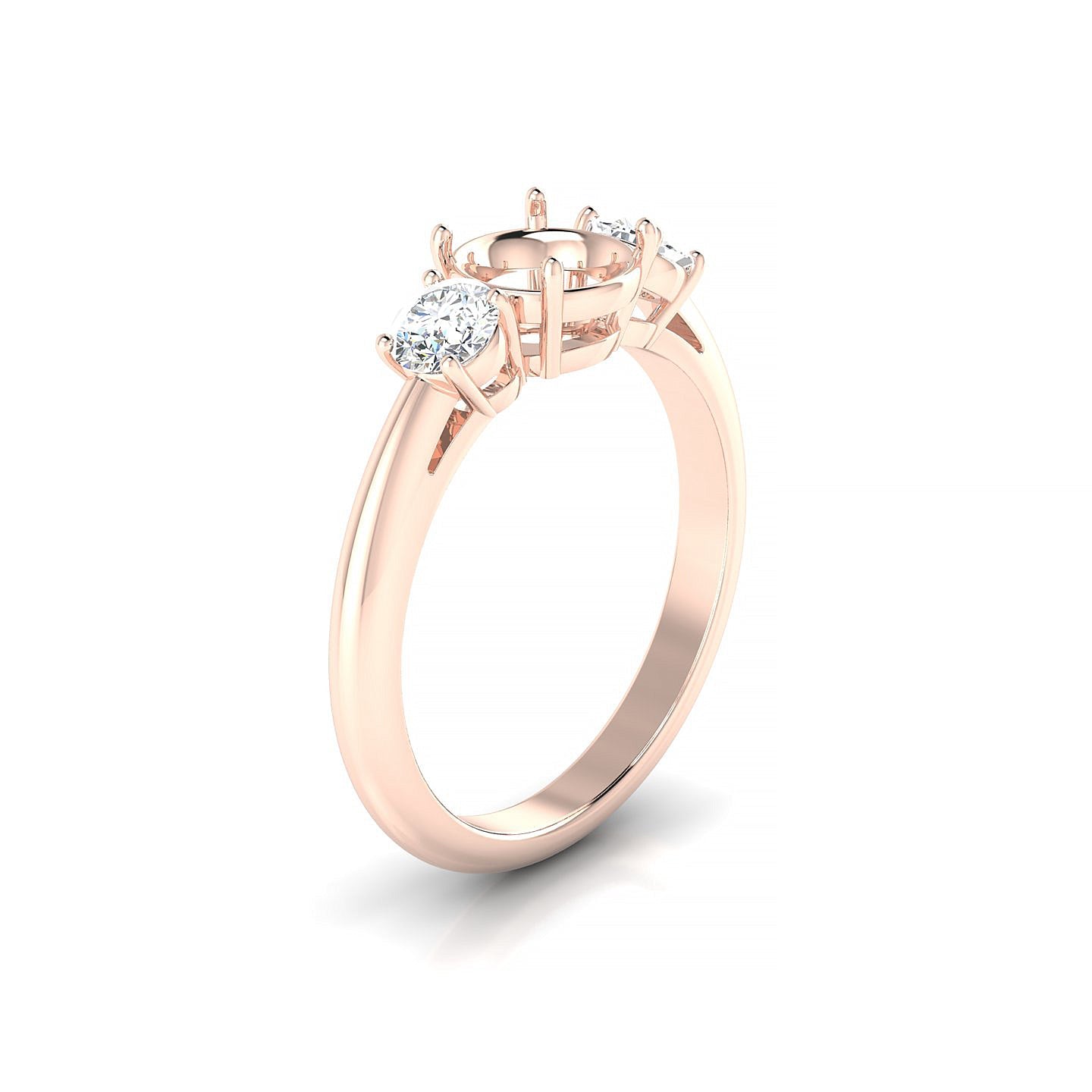 Trio Round 2-2.99 ct | 18k Rose Gold Trilogy Ring