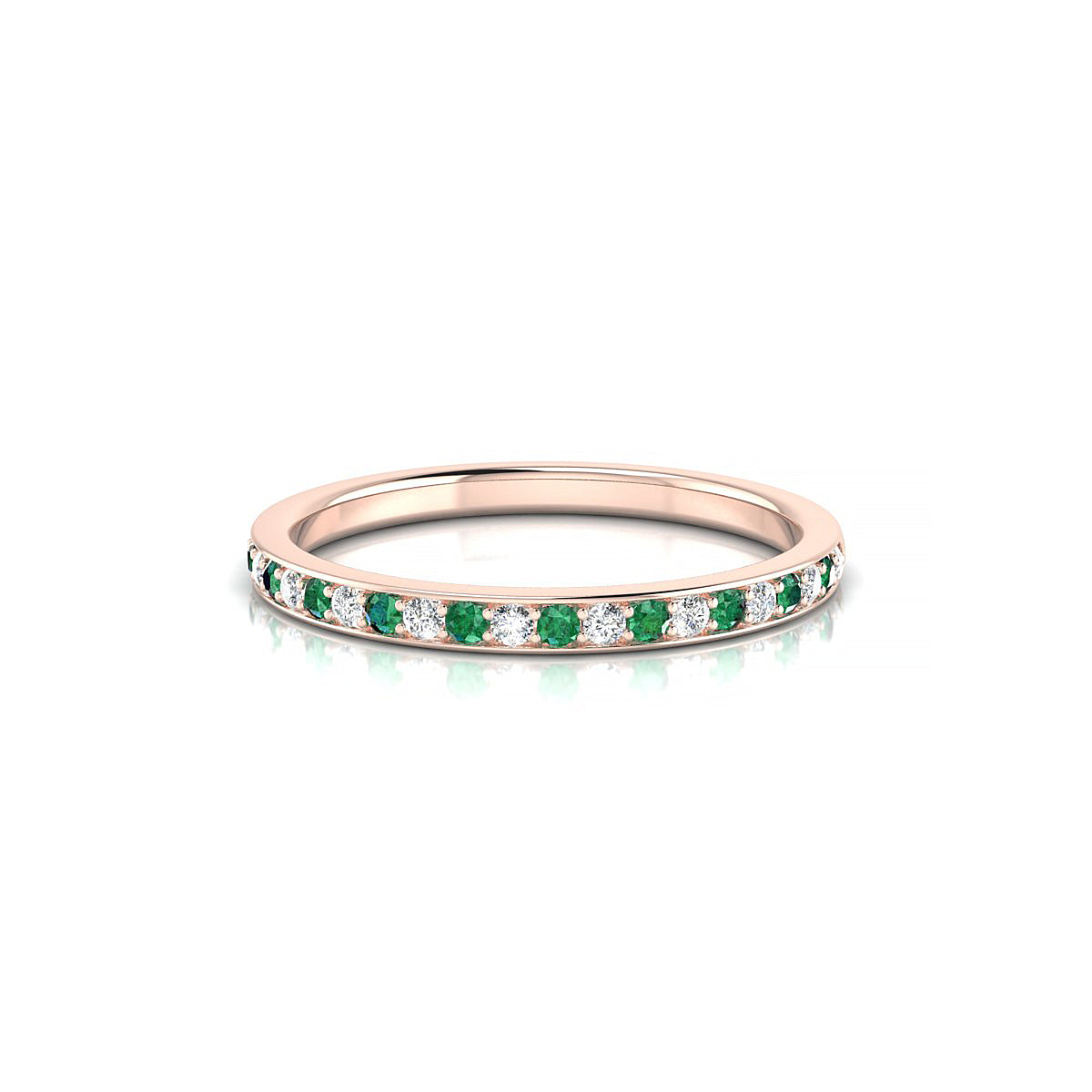 Union | 18k Rose Gold 1.3 mm Round Emerald Ring