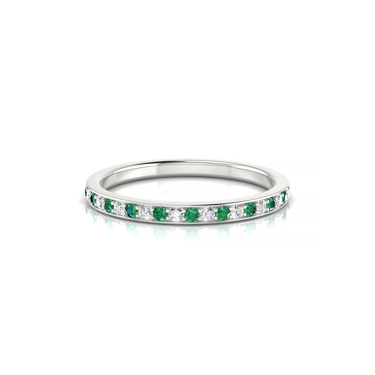Union | 18k White Gold 1.3 mm Round Emerald Ring