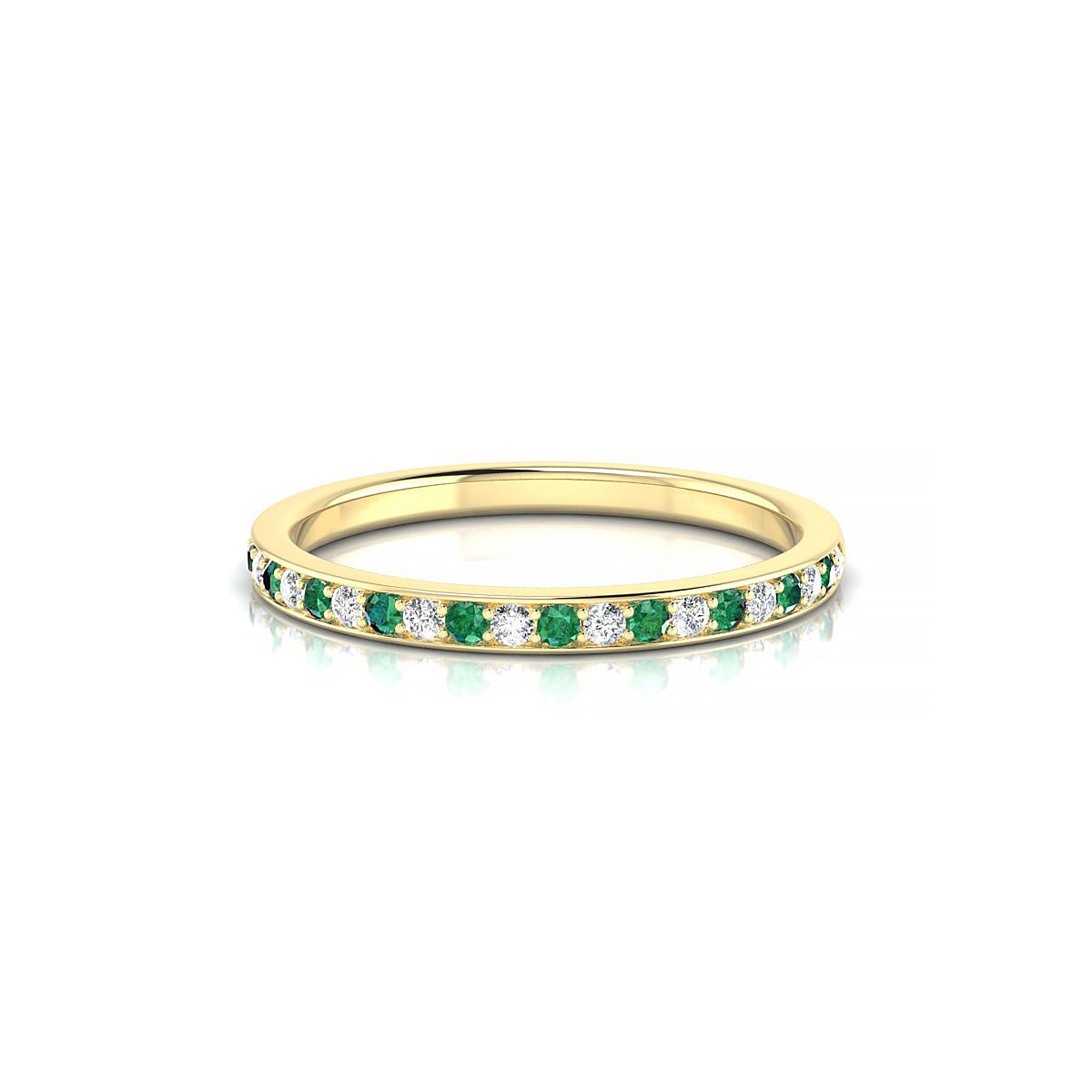Union | 18k Yellow Gold 1.3 mm Round Emerald Ring