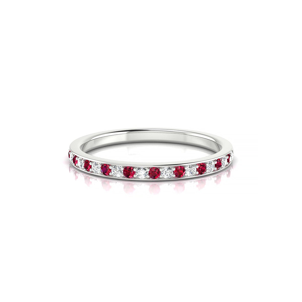 Union | 18k White Gold 1.3 mm Round Ruby Ring