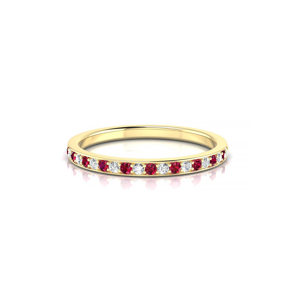Union | 18k Yellow Gold 1.3 mm Round Ruby Ring